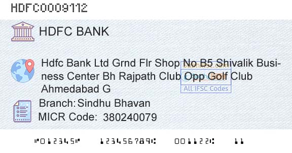 Hdfc Bank Sindhu BhavanBranch 