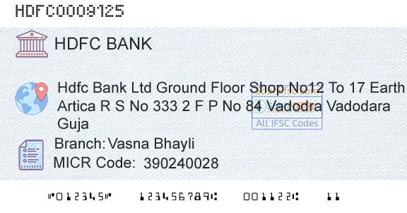 Hdfc Bank Vasna BhayliBranch 