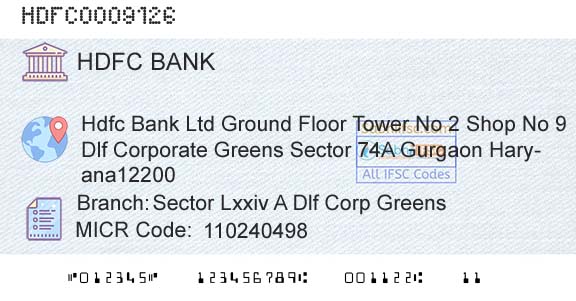 Hdfc Bank Sector Lxxiv A Dlf Corp GreensBranch 