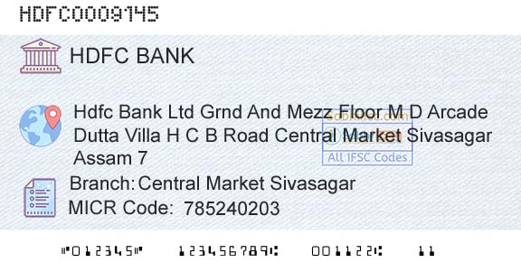 Hdfc Bank Central Market SivasagarBranch 