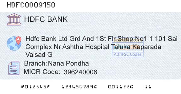 Hdfc Bank Nana PondhaBranch 