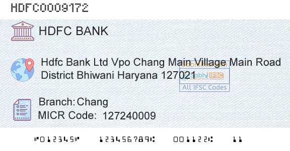 Hdfc Bank ChangBranch 