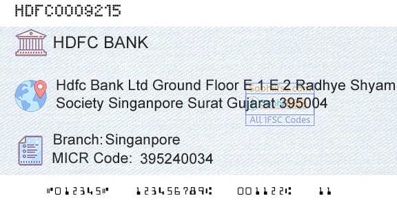 Hdfc Bank SinganporeBranch 