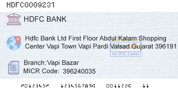 Hdfc Bank Vapi BazarBranch 