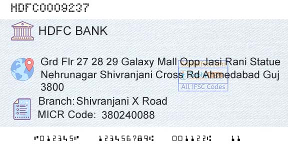 Hdfc Bank Shivranjani X RoadBranch 