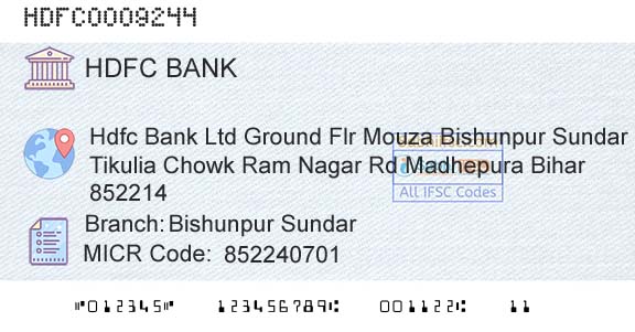 Hdfc Bank Bishunpur SundarBranch 