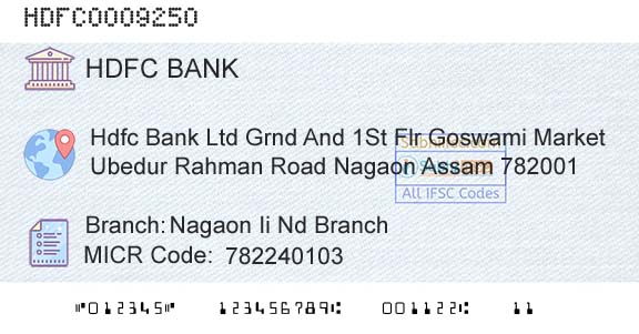 Hdfc Bank Nagaon Ii Nd BranchBranch 