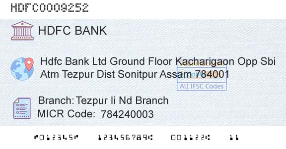 Hdfc Bank Tezpur Ii Nd BranchBranch 