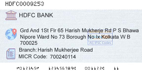Hdfc Bank Harish Mukherjee RoadBranch 