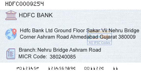 Hdfc Bank Nehru Bridge Ashram RoadBranch 