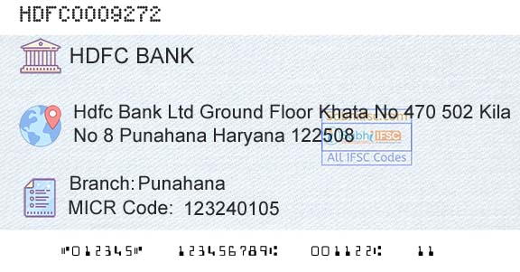 Hdfc Bank PunahanaBranch 