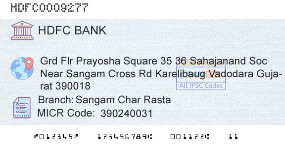Hdfc Bank Sangam Char RastaBranch 