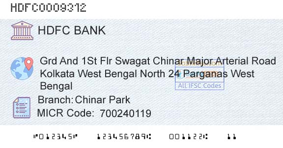 Hdfc Bank Chinar ParkBranch 