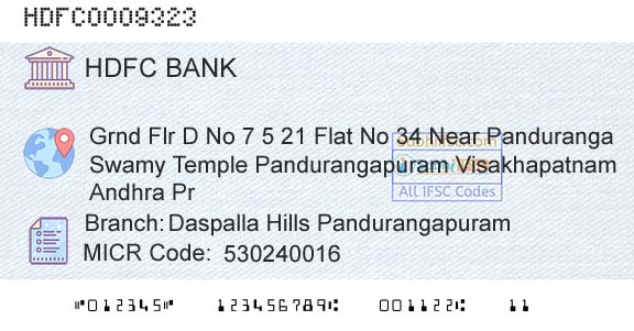 Hdfc Bank Daspalla Hills PandurangapuramBranch 
