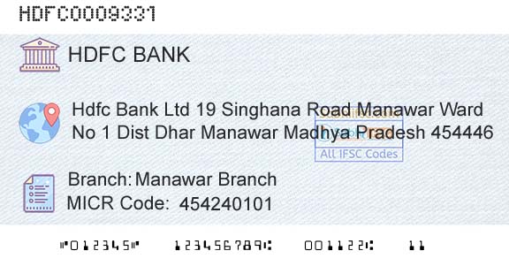 Hdfc Bank Manawar BranchBranch 