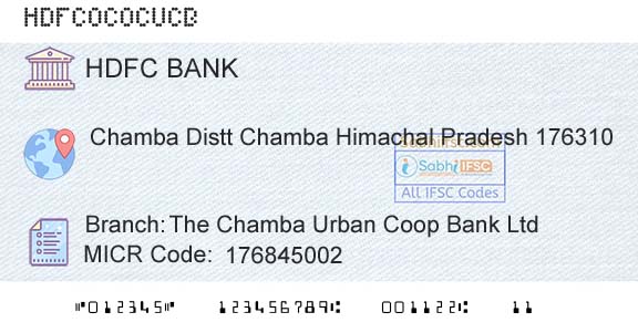 Hdfc Bank The Chamba Urban Coop Bank LtdBranch 