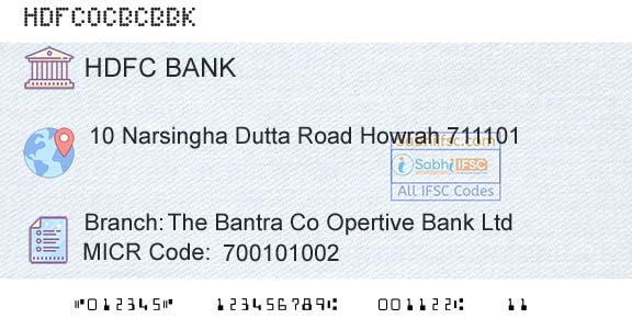 Hdfc Bank The Bantra Co Opertive Bank LtdBranch 