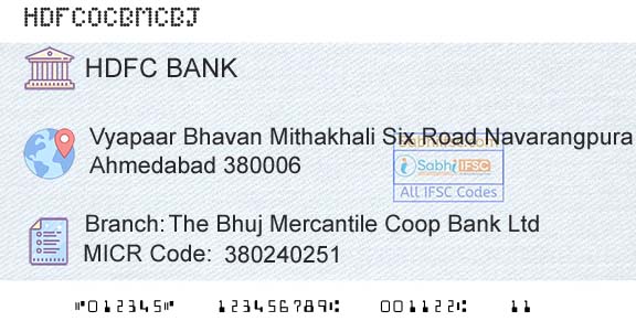 Hdfc Bank The Bhuj Mercantile Coop Bank LtdBranch 