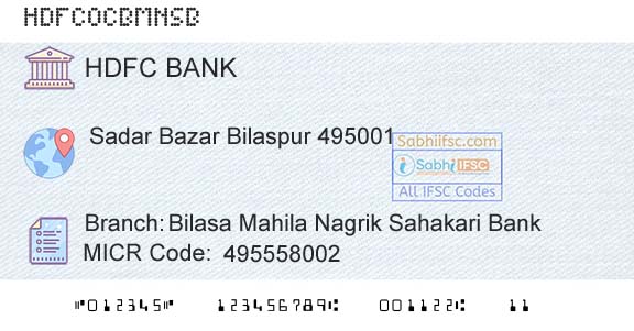 Hdfc Bank Bilasa Mahila Nagrik Sahakari BankBranch 