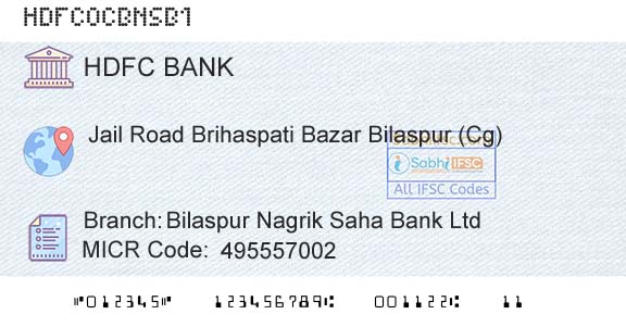 Hdfc Bank Bilaspur Nagrik Saha Bank LtdBranch 