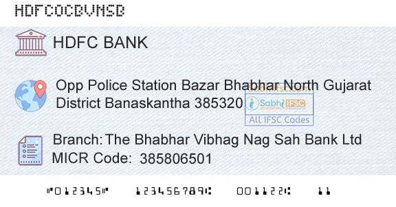 Hdfc Bank The Bhabhar Vibhag Nag Sah Bank LtdBranch 