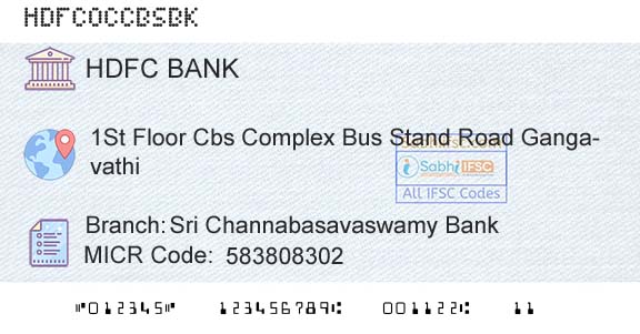 Hdfc Bank Sri Channabasavaswamy BankBranch 
