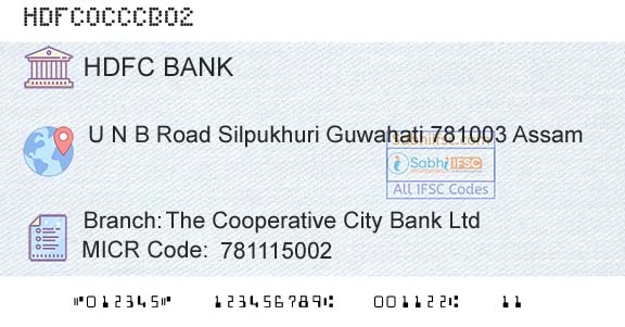 Hdfc Bank The Cooperative City Bank LtdBranch 