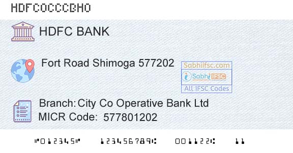 Hdfc Bank City Co Operative Bank LtdBranch 