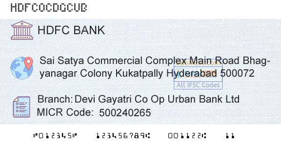 Hdfc Bank Devi Gayatri Co Op Urban Bank LtdBranch 