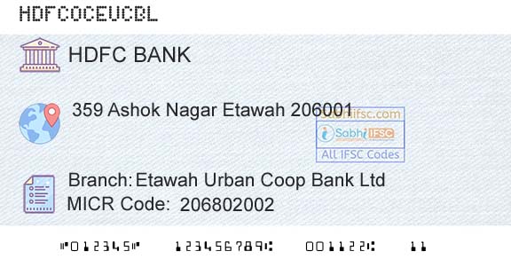 Hdfc Bank Etawah Urban Coop Bank LtdBranch 