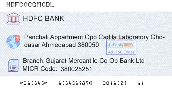 Hdfc Bank Gujarat Mercantile Co Op Bank LtdBranch 