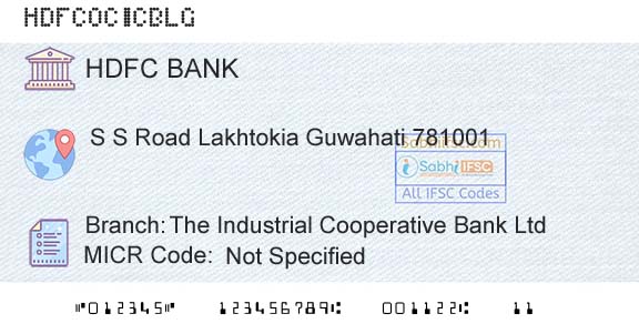 Hdfc Bank The Industrial Cooperative Bank LtdBranch 