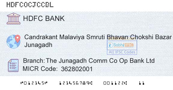 Hdfc Bank The Junagadh Comm Co Op Bank LtdBranch 
