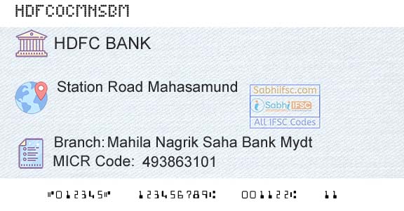 Hdfc Bank Mahila Nagrik Saha Bank MydtBranch 