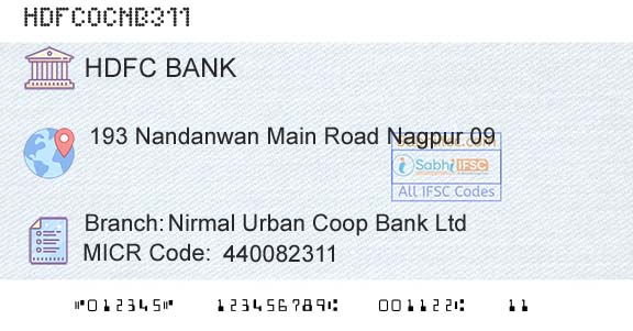 Hdfc Bank Nirmal Urban Coop Bank LtdBranch 