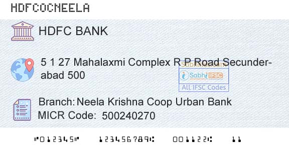 Hdfc Bank Neela Krishna Coop Urban BankBranch 