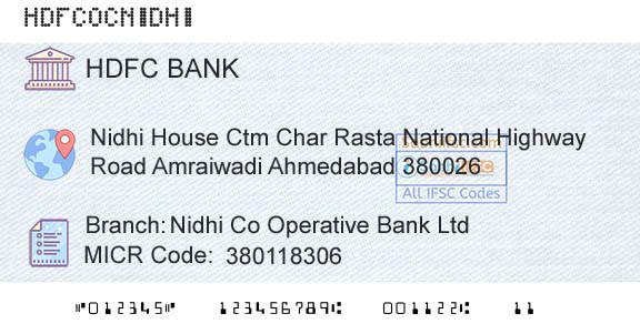 Hdfc Bank Nidhi Co Operative Bank LtdBranch 