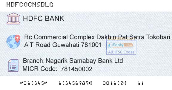 Hdfc Bank Nagarik Samabay Bank LtdBranch 