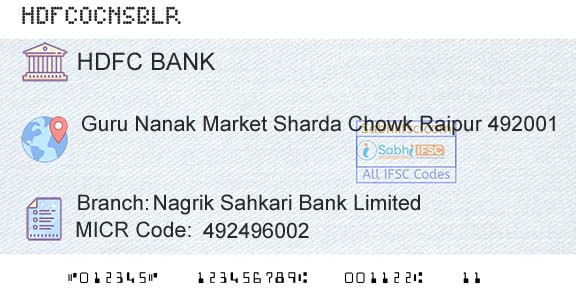 Hdfc Bank Nagrik Sahkari Bank LimitedBranch 