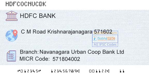 Hdfc Bank Navanagara Urban Coop Bank Ltd Branch 