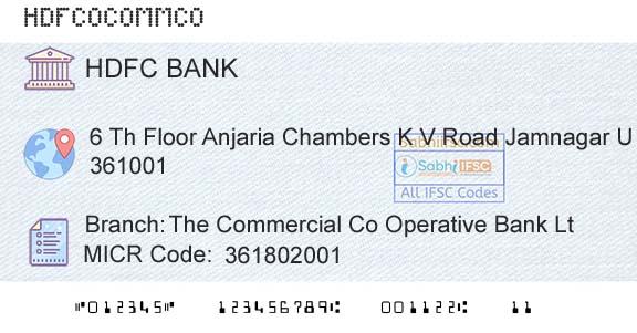 Hdfc Bank The Commercial Co Operative Bank LtBranch 