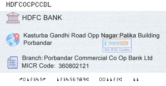 Hdfc Bank Porbandar Commercial Co Op Bank LtdBranch 