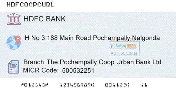 Hdfc Bank The Pochampally Coop Urban Bank LtdBranch 