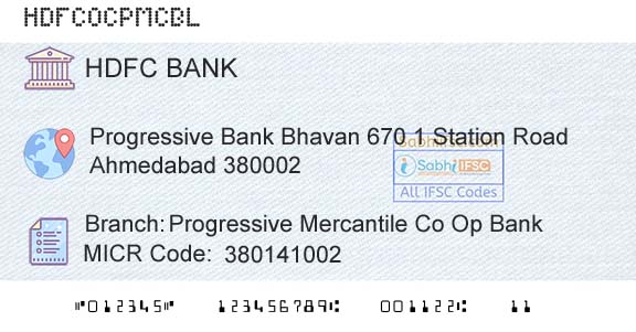 Hdfc Bank Progressive Mercantile Co Op BankBranch 