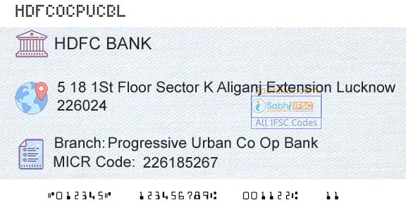 Hdfc Bank Progressive Urban Co Op BankBranch 