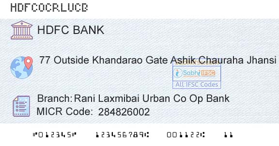 Hdfc Bank Rani Laxmibai Urban Co Op BankBranch 
