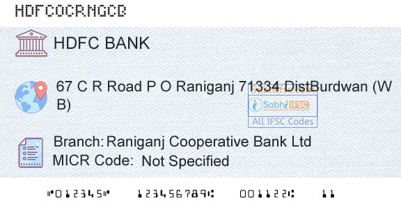 Hdfc Bank Raniganj Cooperative Bank LtdBranch 