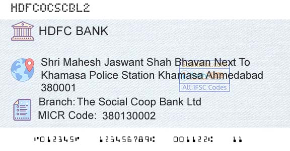Hdfc Bank The Social Coop Bank LtdBranch 