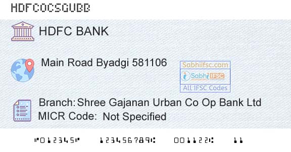 Hdfc Bank Shree Gajanan Urban Co Op Bank LtdBranch 