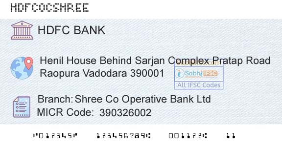 Hdfc Bank Shree Co Operative Bank LtdBranch 